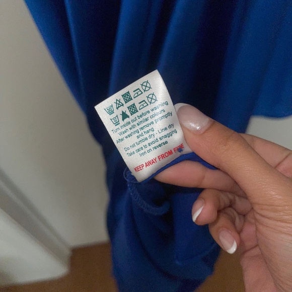 Daska satin ruffle sleeve detail maxi dress in cobalt - Picture 7 of 7